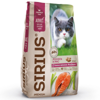 Корм Sirius для взрослых кошек лосось и рис  