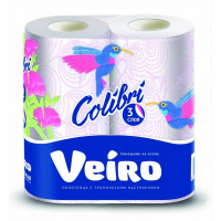 Полотенца бумажные Veiro кухонные колибри белые 3-сл 2 рул